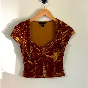 M Forever 21 Velvet Gold Crop Top